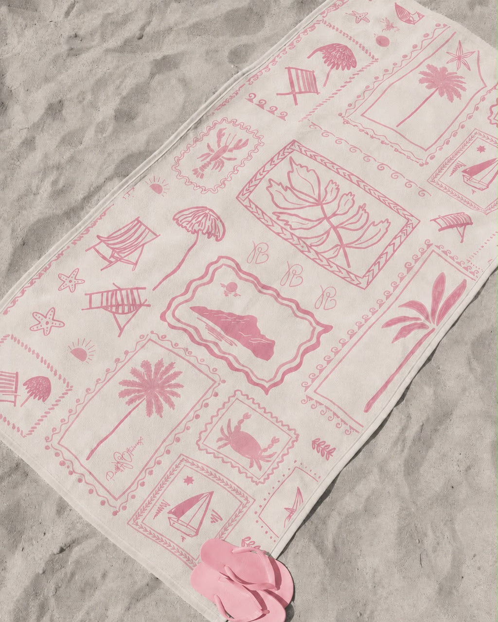 pretty pink coastal beach towel