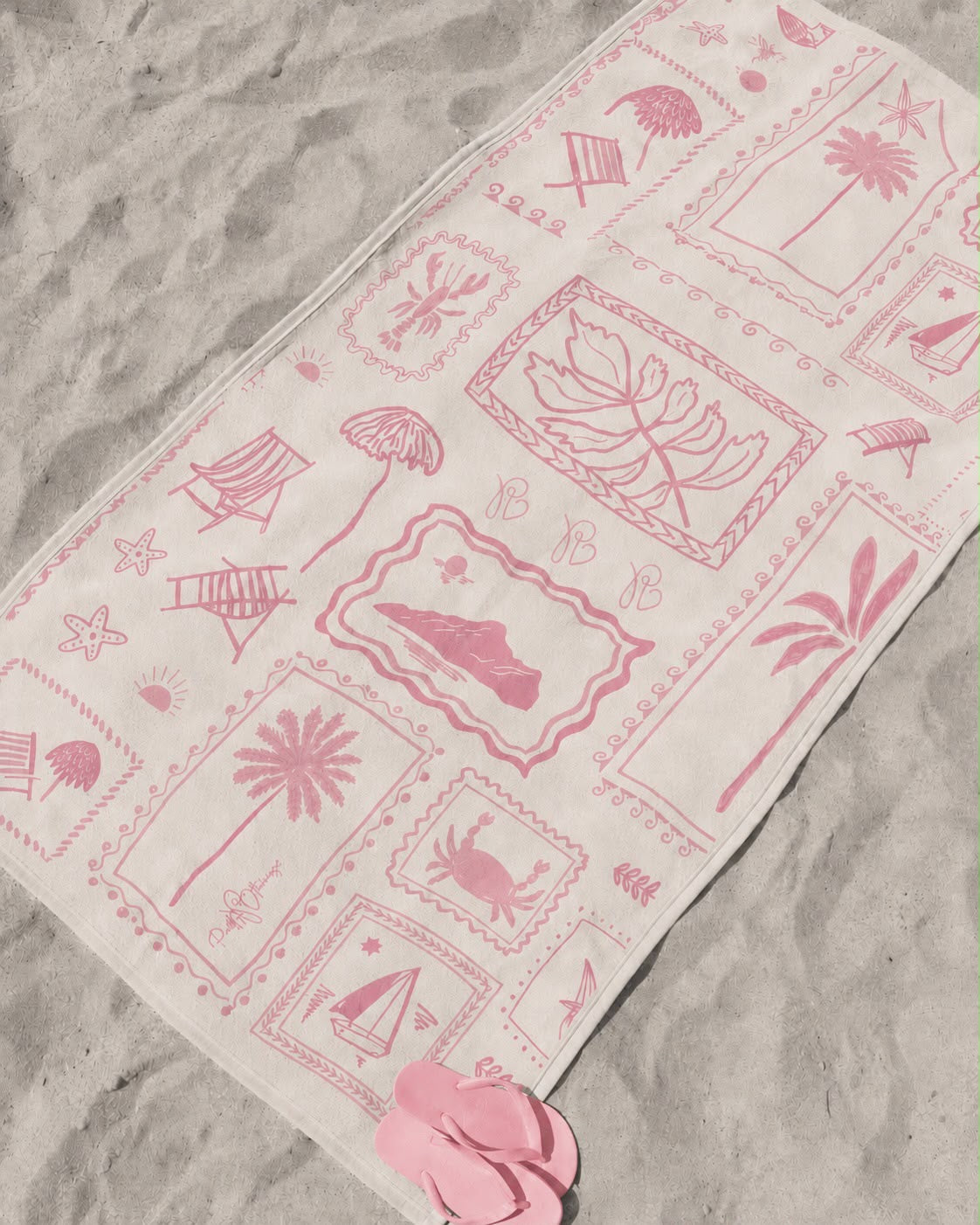 pretty pink coastal beach towel