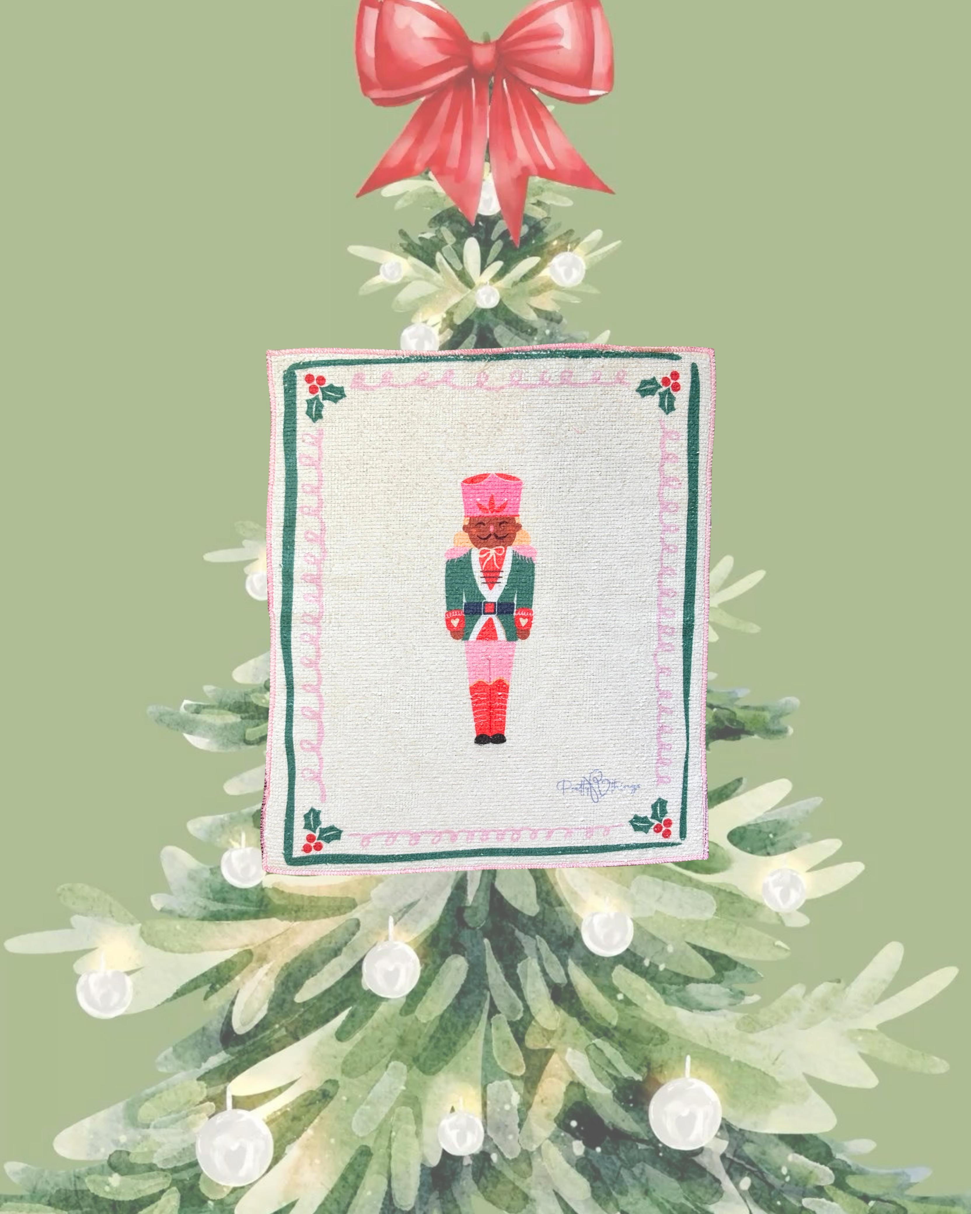 pretty christmas soldiers kitchen towel set