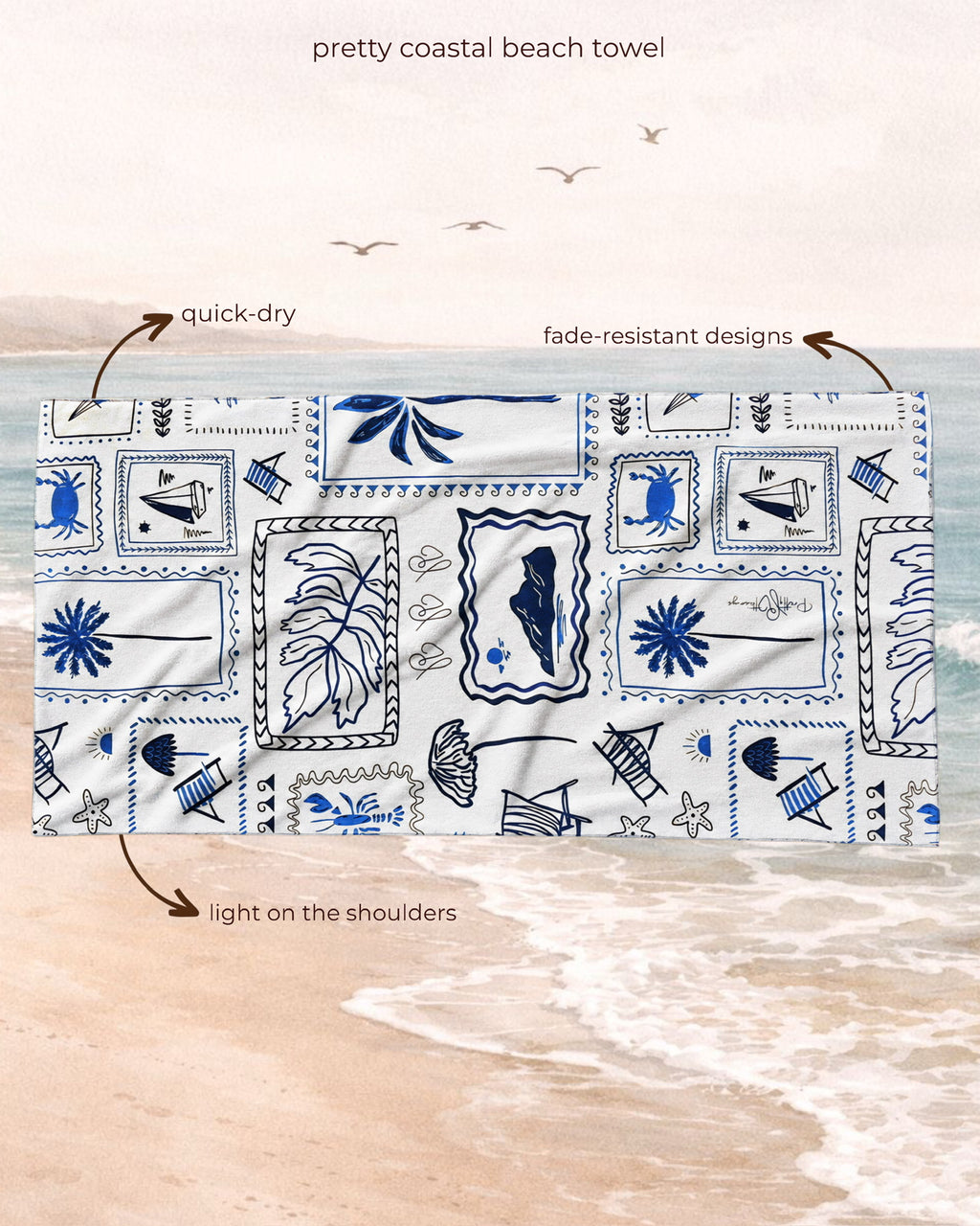 pretty coastal beach towel
