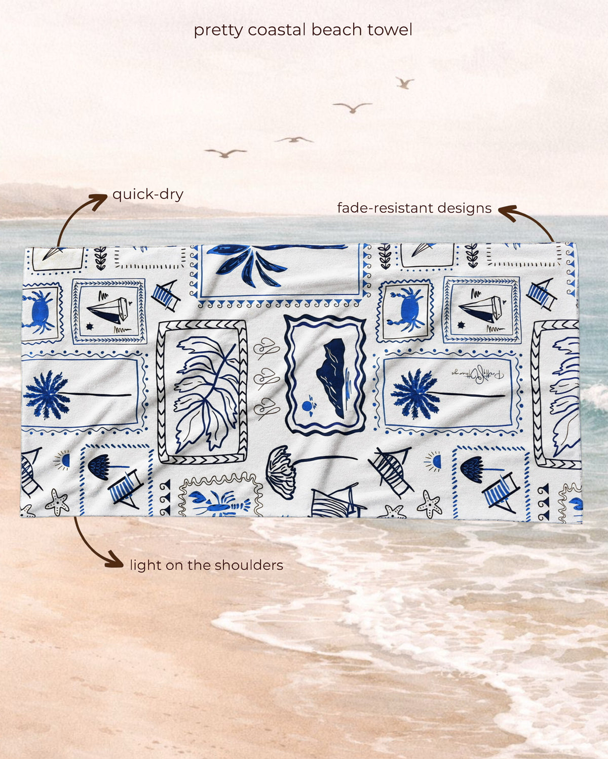 pretty coastal beach towel