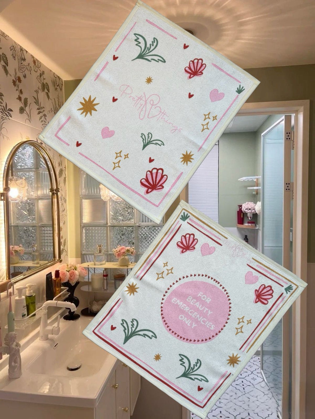 pretty emergency face towel set