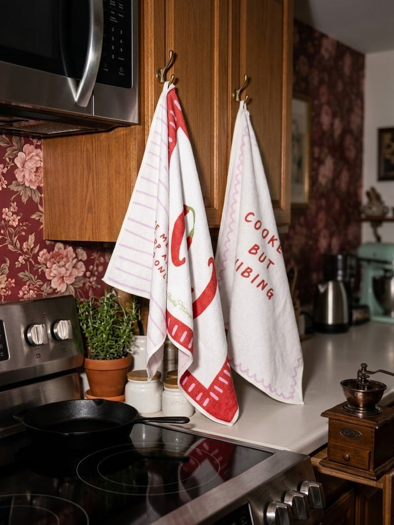 pretty cooked kitchen towel set