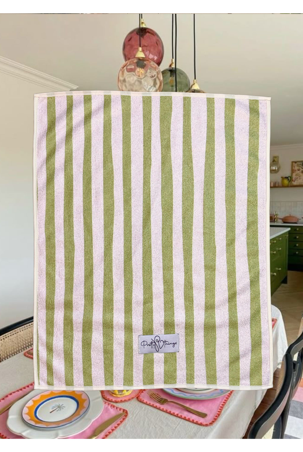 pretty striped kitchen towel set