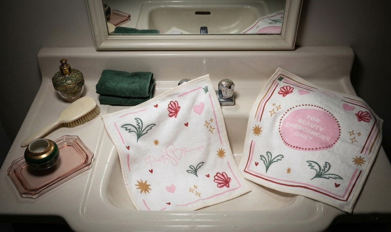 pretty emergency face towel set