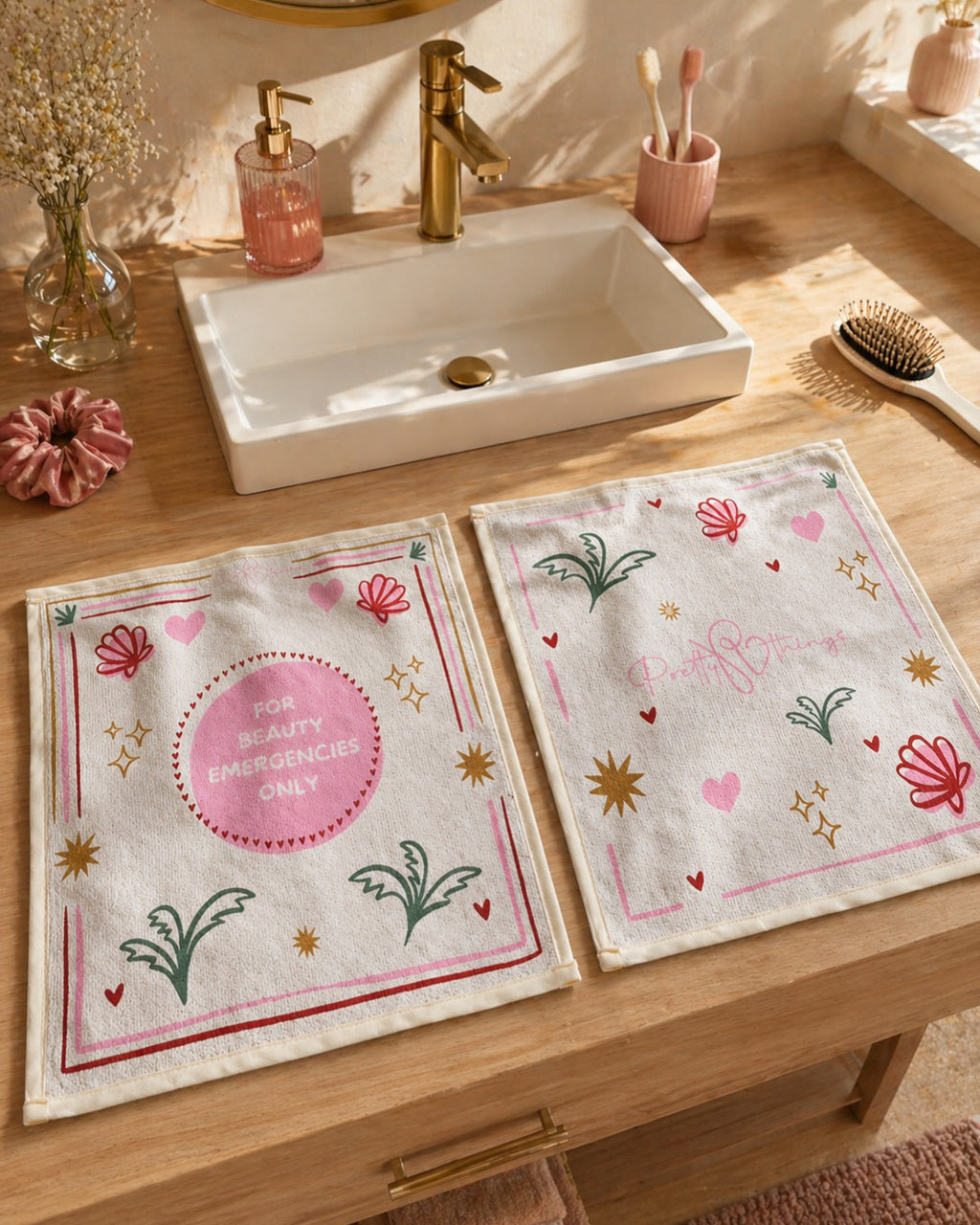 pretty emergency face towel set