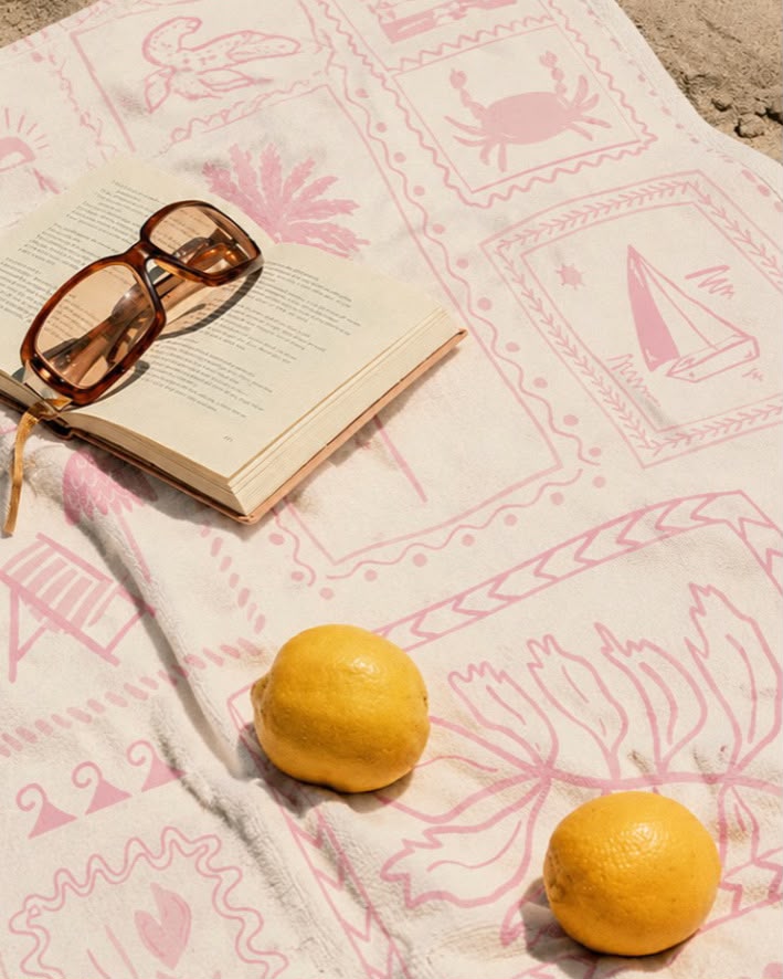 pretty pink coastal beach towel