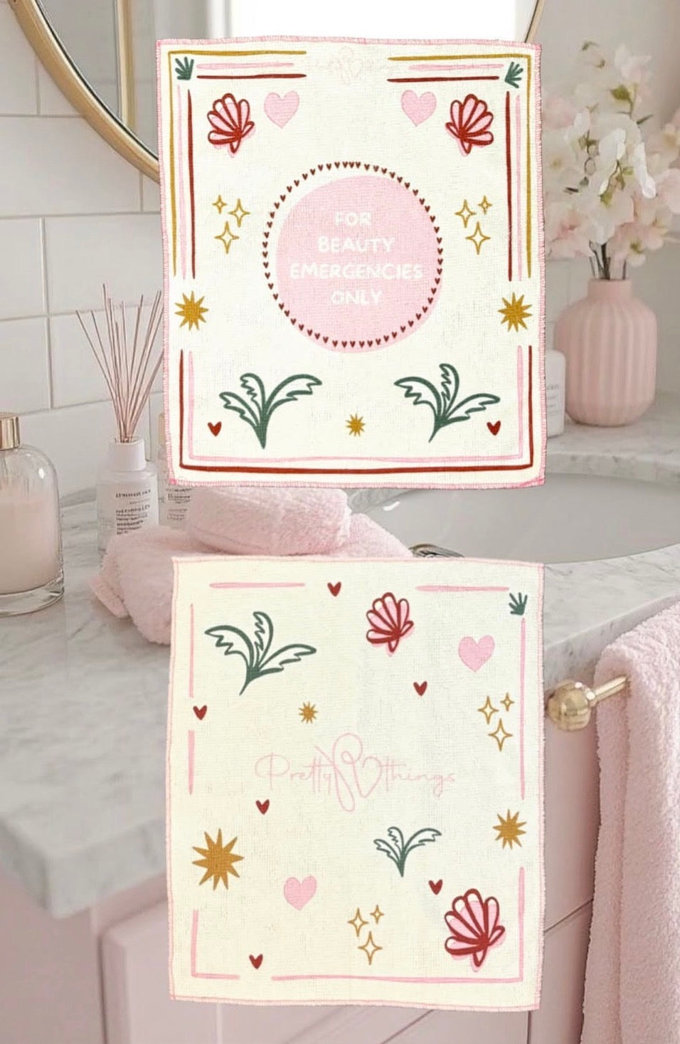 pretty emergency face towel set