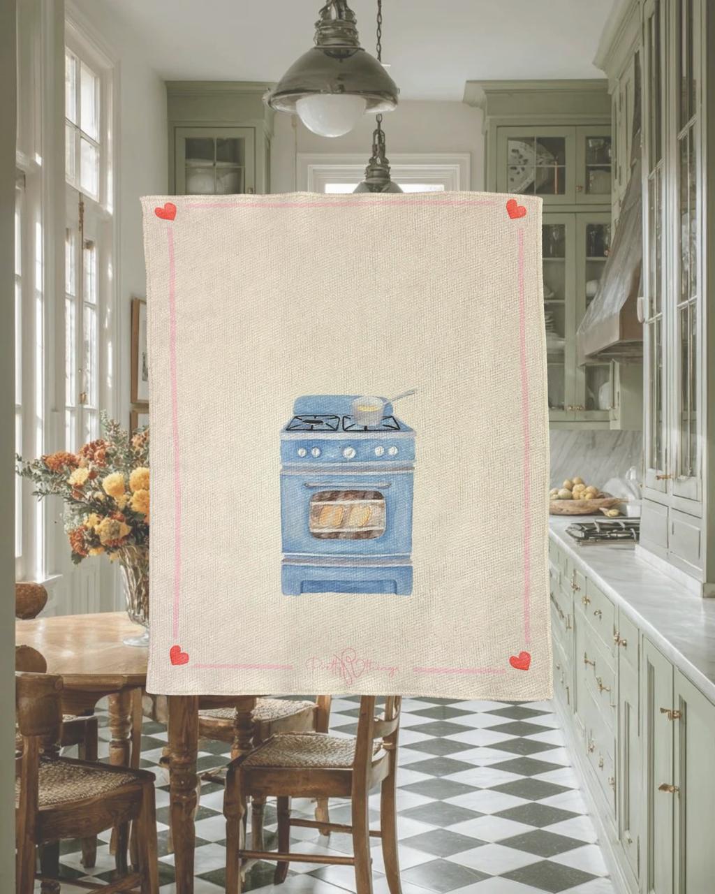 pretty blue kitchen towel set