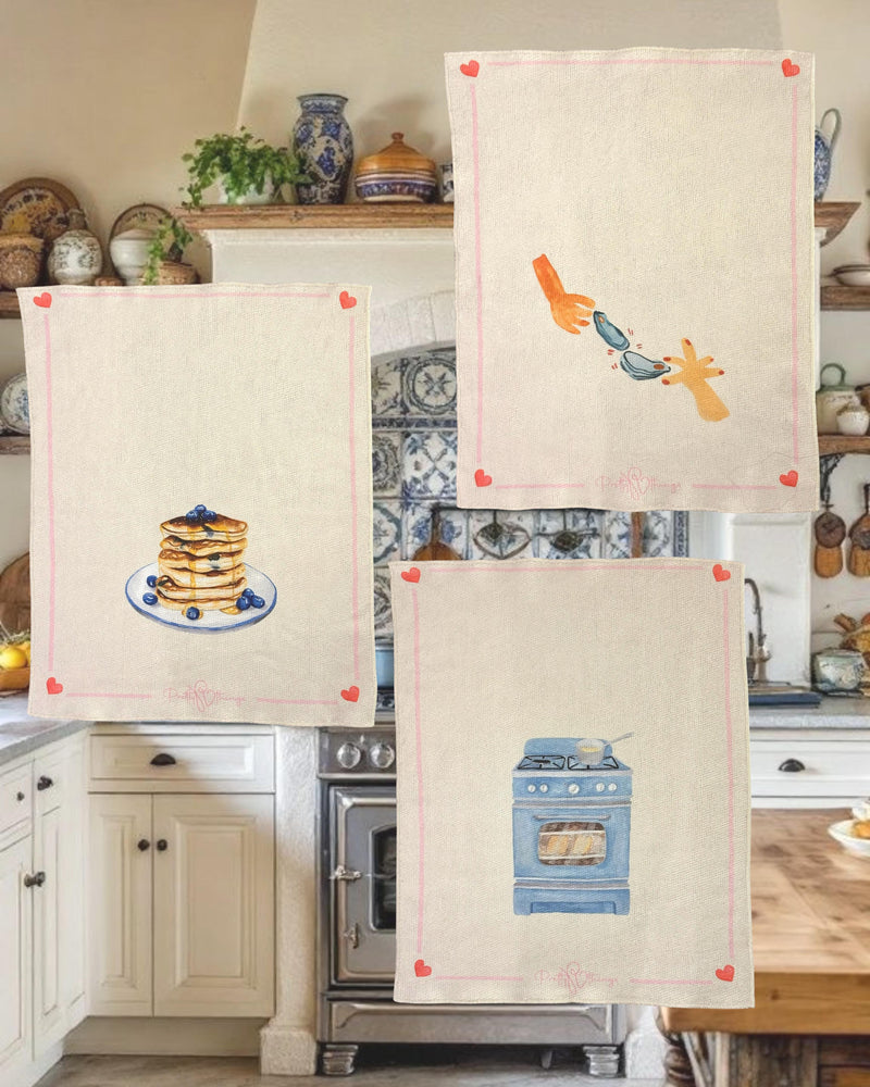 pretty blue kitchen towel set