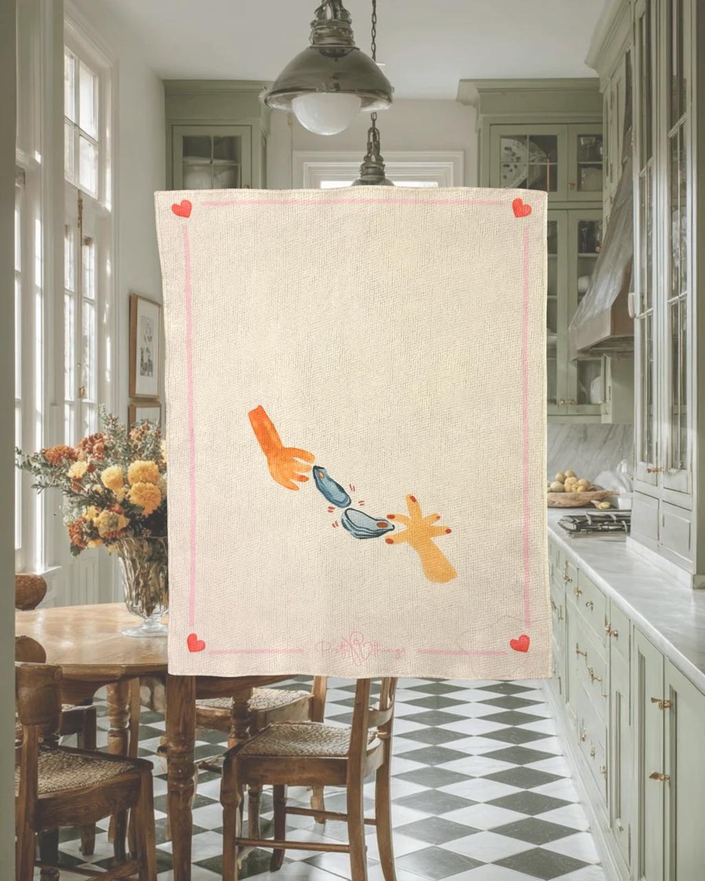 pretty blue kitchen towel set