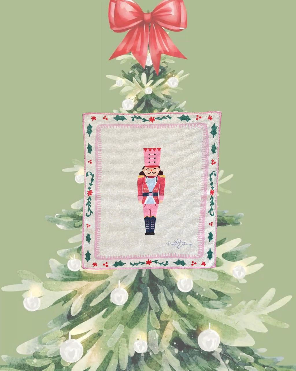pretty christmas soldiers kitchen towel set
