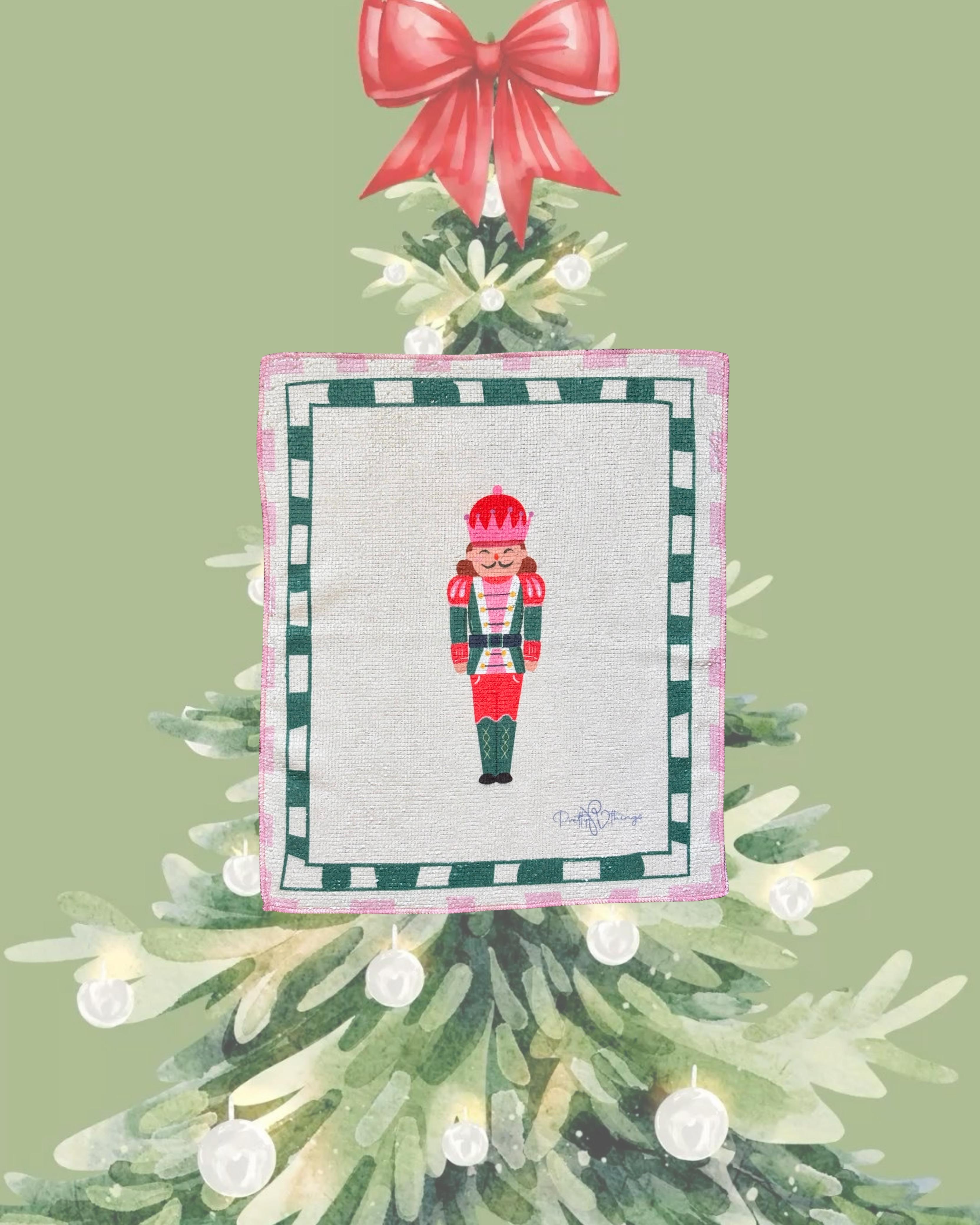 pretty christmas soldiers kitchen towel set